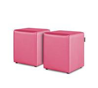 Happers Pack 2 Poufs Cube en Similicuir pour Salon ou Chambre Fuchsia
