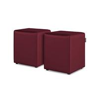 Happers Pack 2 Poufs Cube en Similicuir pour Salon ou Chambre Grenat