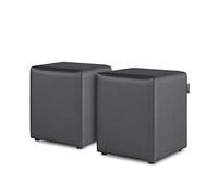 Happers Pack 2 Poufs Cube en Similicuir pour Salon ou Chambre Gris