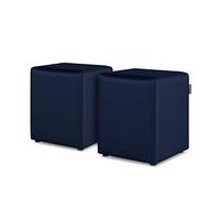 Happers Pack 2 Poufs Cube en Similicuir pour Salon ou Chambre Marine