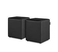 Happers Pack 2 Poufs Cube en Similicuir pour Salon ou Chambre Noir