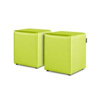 Happers Pack 2 Poufs Cube en Similicuir pour Salon ou Chambre Vert