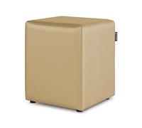 Happers Pouf Cube en Similicuir pour Salon ou Chambre Beige