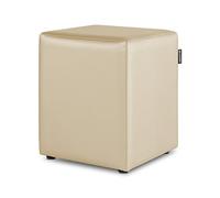 Happers Pouf Cube en Similicuir pour Salon ou Chambre Écru