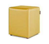 Happers Pouf Cube en Similicuir pour Salon ou Chambre Moutarde