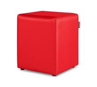 Happers Pouf Cube en Similicuir pour Salon ou Chambre Rouge