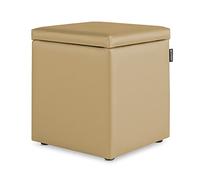 Happers Pouf Cube Rangement en Similicuir pour Salon ou Chambre Beige