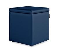 Happers Pouf Cube Rangement en Similicuir pour Salon ou Chambre Bleu
