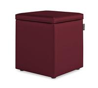 Happers Pouf Cube Rangement en Similicuir pour Salon ou Chambre Grenat