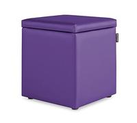 Happers Pouf Cube Rangement en Similicuir pour Salon ou Chambre Lilas