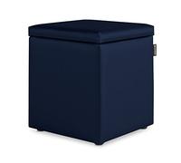 Happers Pouf Cube Rangement en Similicuir pour Salon ou Chambre Marine