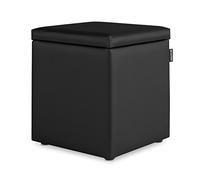 Happers Pouf Cube Rangement en Similicuir pour Salon ou Chambre Noir