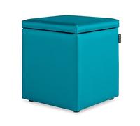 Happers Pouf Cube Rangement en Similicuir pour Salon ou Chambre Turquoise