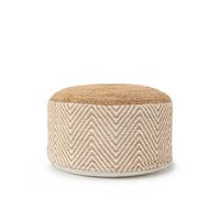 HAPPERS Pouf en jute coton Natura repose-pieds, tabouret bas, ottoman, design exclusif avec rembourrage inclus