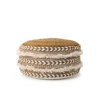HAPPERS Pouf en jute et coton pour maman. Repose-pieds, tabouret bas, ottoman, design exclusif avec rembourrage inclus