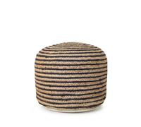 HAPPERS Pouf en jute Sam. Repose-pieds, tabouret bas, ottoman, design exclusif avec rembourrage inclus