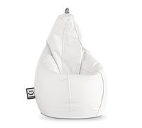 HAPPERS Pouf Poire Simili Cuir Intérieur Blanc XL