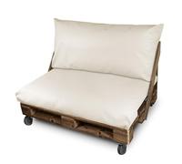 Happers Set Coussins Imperméables et Déhoussables pour Palette en Similicuir pour Extérieur Écru