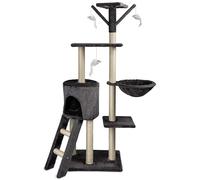 HAPPET Arbre à chat de 140 cm - Arbre à chat multi-niveaux avec cabine, hamac, plates-formes, échelle et poteaux en sisal - Arbre à chat stable pour chats énergiques et grimpants