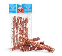 HAPPET Baguette de canard 3 couleurs 25 cm - Lot de 5 anneaux de dentition naturels en peau de vache et viande de canard - Snack sain pour chiens de race moyenne et grande, favorise l'hygiène