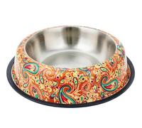 HAPPET Bol en acier Orange Design 2,4 L - Grand bol pour chien, motif coloré, antidérapant, durable, stable, pour nourriture et eau, facile à nettoyer, 33 cm