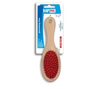 HAPPET Brosse Double Face pour Chien et Chat M 20x5.5cm Brosse En Bois avec Poils et Aiguilles pour Les Soins Quotidiens Démêlant et Lissage Des Poils