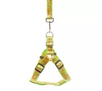 Happet Ensemble laisse et harnais pour chien de 2,5 cm vert avec motifs géométriques | Ensemble de marchepied en nylon sans pression + laisse avec mousqueton en métal | pour chiens moyens et grands