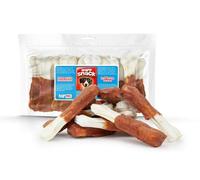 HAPPET Lot de 10 os de canard en os blanc pour chien - Teetches à mâcher naturelles en peau de vache et viande de canard - Snack dental sain à mâcher, favorise l'hygiène bucco-dentaire