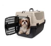 HAPPET Oggy M Transporteur 54 × 38 × 33 cm - Transporteur en Plastique Bleu pour Chat et Chien Moyen, Grille en Métal, Ventilation, Support, Attelage de ceinture, Léger Et Facile à Nettoyer