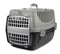 HAPPET Oggy S Transporteur 49 × 33 × 30 cm - Transporteur en Plastique Rouge pour Chat et Petit Chien, Grille en Métal, Ventilation, Support, Attelage de ceinture, Léger Et Facile à Nettoyer