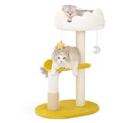 Happi N Pets Arbre à Chat Cloud - Tour à Chat d'intérieur Multi-Niveaux avec griffoirs, perchoir de visualisation, Coussins Amovibles et lavables - Arbre d'activité pour Chat avec Jouet Suspendu - 80