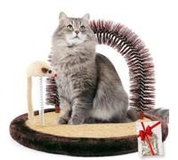 Happi N Pets Poteaux à gratter, grand appareil d'auto-toilettage pour chat, brosse à poils de chat pour le toilettage avec grattoir robuste et herbe à chat, jouet interactif pour chaton