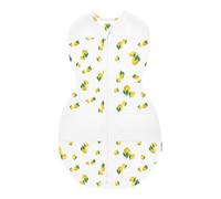 happiest baby Couverture d'emmaillotage Sleepea - Cotton 100% bio - Favorise un développement sain des hanches (Ivoire Motif Citrons, Grand)
