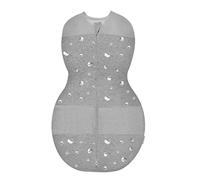 happiest baby Couverture d'emmaillotage Sleepea - Cotton 100% Bio - Favorise Un développement sain des Hanches (Gris Motif Planètes, Grand)