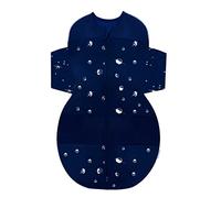 happiest baby Couverture d'emmaillotage SNOO Sack - Cotton 100% bio - Favorise un développement sain des hanches (Bleu Nuit Motif Planètes, Grand)