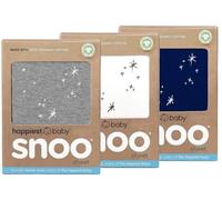 Happiest Baby Lot de 3 draps-Housses de Berceau 100% Coton Bio pour Matelas de Berceau SNOO (Gris, Ivoire, Bleu Nuit)