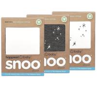 Happiest Baby Lot de 3 draps-Housses de Berceau 100% Coton Bio pour Matelas de Berceau SNOO (Ivoire, Charbon, Ivoire Motif Étoiles)