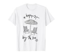 Happiest by The Sea Chaise de Plage Parapluie en Coquillages T-Shirt