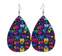 Happily Boucles d'oreilles en cuir style européen et américain pour jeunes femmes, cadeaux d'anniversaire / Saint-Valentin