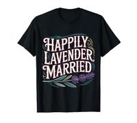 Happily Lavender Married Union Romantique LGBTQ - T-Shirt Graphique avec Valeur