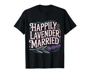 Happily Lavender Married Union Romantique LGBTQ - T-Shirt Graphique avec Valeur