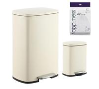 happimess - HPM1006F - Connor - Poubelle rectangulaire avec couvercle à fermeture amortie, anti-traces de doigt, moderne et minimaliste, pour la maison, cuisine, bureau, salle de bains, 50 litres