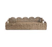 happimess TRY1000A Plateau festonné en rotin tressé à la Main avec poignées pour Rangement, décoration, présentation, Table Basse ou Service des Aliments, Naturel 54,6 cm