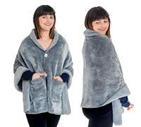 Happination Poncho Couverture pour femme Sans manches Châle avec grandes poches avant Couverture de patio Automne Couverture portable en polaire Sherpa Petit plaid Couverture pour genoux Cadeau pour