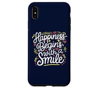 Happiness Begins with a Smile Citation de Motivation Anniversaire Coque pour iPhone XS Max