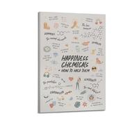 Happiness Chemicals Poster sur toile avec citation « Mental Health » pour chambre, salon, étude, esthétique et décoration, style cadre 60 x 90 cm