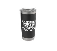 Happiness Comes in Waves Santé mentale Positivité Groovy Gobelet isotherme en acier inoxydable double paroi