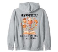 Happiness Cup of Coffee and a Good Book Lovers Fall Reading Sweat à Capuche