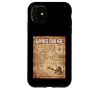 Happiness Found Here Vintage Pirate Map Crab Coque pour iPhone 11