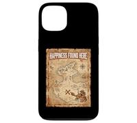 Happiness Found Here Vintage Pirate Map Crab Coque pour iPhone 13